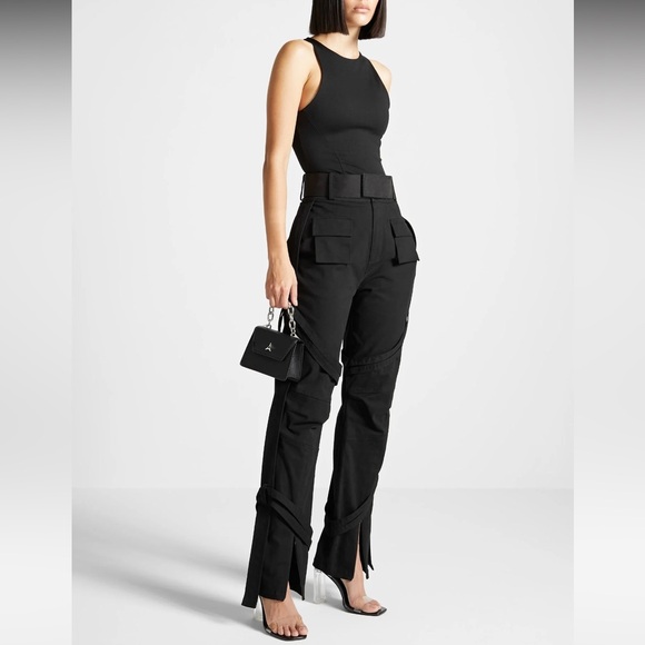 NWT Maniere de Voir Black Carpenter utility Trousers Strap, Belt size 16 - Picture 2 of 9